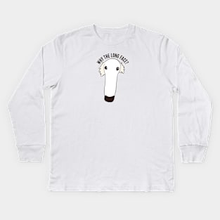 Why the long face? Funny borzoi dog pun Kids Long Sleeve T-Shirt